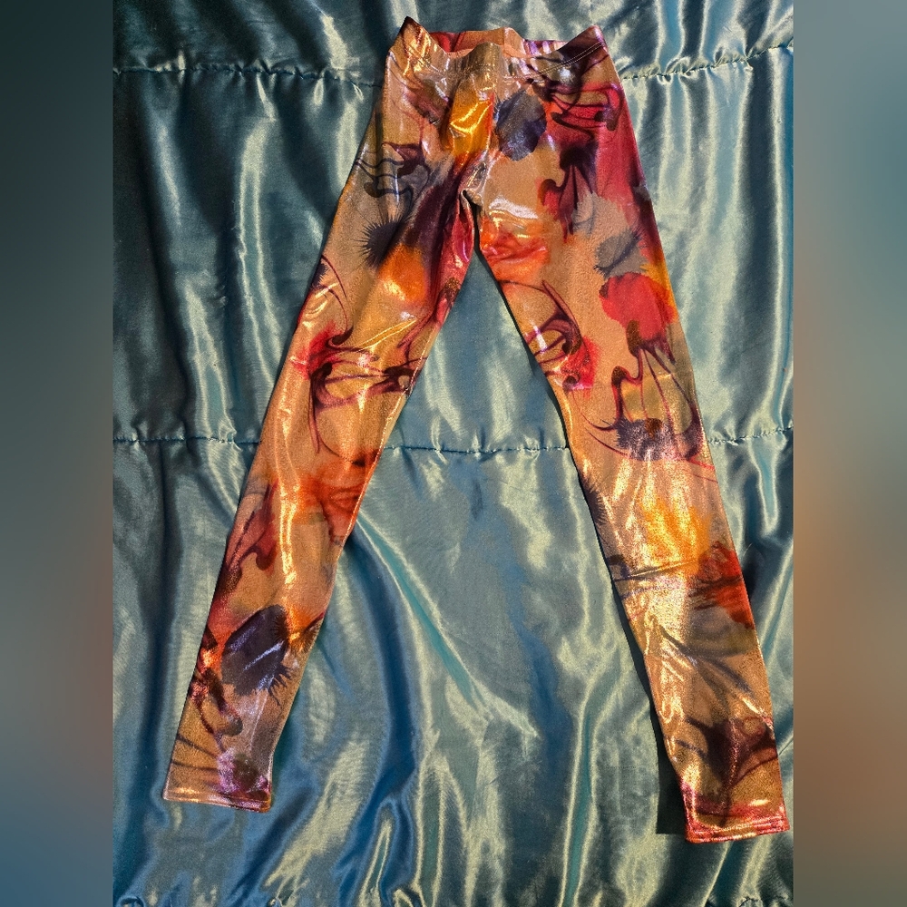 BlackMilk Shinny Rainbow Ink Swirl Leggings NWT Size Small